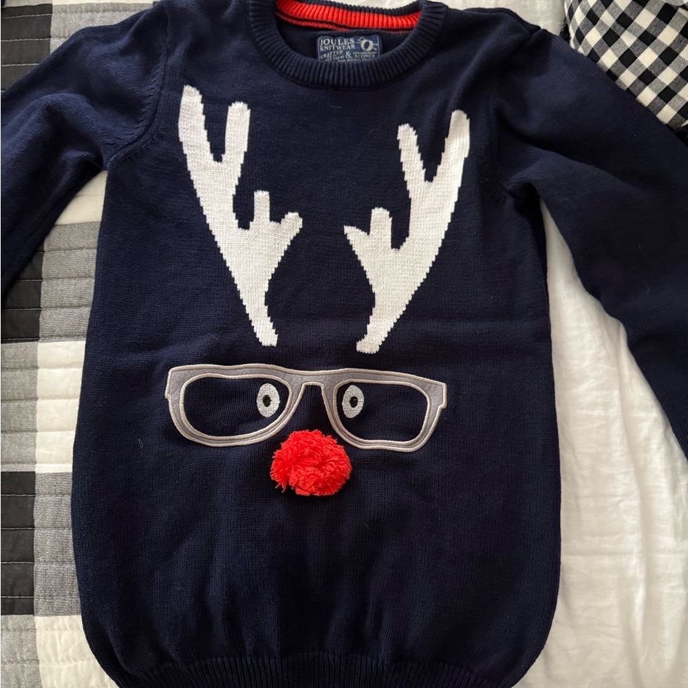 Navy Blue Reindeer Sweater for Kids